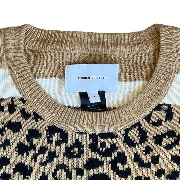 Current/Elliott Women’s Sz S Leopard Wool Cashmere Blend Sweater Duvall - Picture 4 of 13
